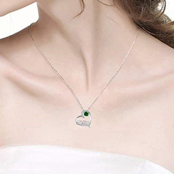 Hot Colorful CZ Silver Heart Lovely Pendant Necklaces For Women, HA4182 - Picture 2 of 3